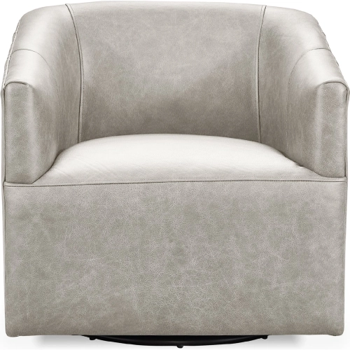 Vernon Swivel Accent Chair in Landscape Silver Top Grain Leather