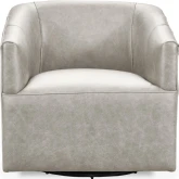 Vernon Swivel Accent Chair in Landscape Silver Top Grain Leather