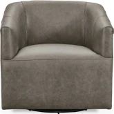 Vernon Swivel Accent Chair in The Captain Gray Top Grain Leather