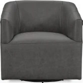 Vernon Swivel Chair in Lush Gray Top Grain Leather