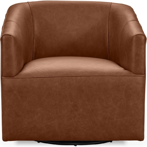 Vernon Swivel Chair in Lush Saddle Brown Top Grain Leather