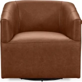 Vernon Swivel Chair in Lush Saddle Brown Top Grain Leather