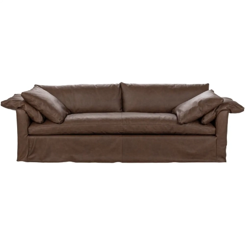 Cassiano Slip Cover Sofa in El Paso Brown Top Grain Leather