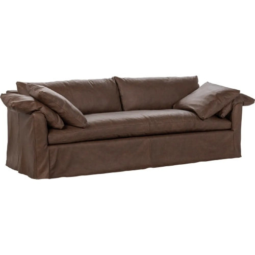 Cassiano Slip Cover Sofa El Paso in Brown Top Grain Leather