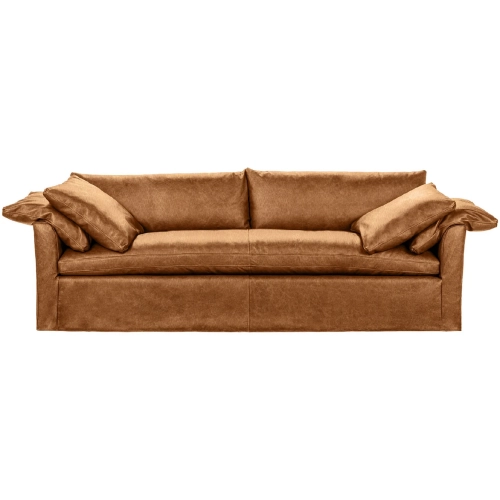 Cassiano Slip Cover Sofa El Paso in Saddle Brown Top Grain Leather