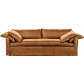 Cassiano Slip Cover Sofa El Paso in Saddle Brown Top Grain Leather