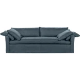 Cassiano Slip Cover Sofa in Lush Bayou Blue Top Grain Leather