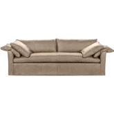 Cassiano Slip Cover Sofa in Lush Cashmere Tan Neutral Top Grain Leather