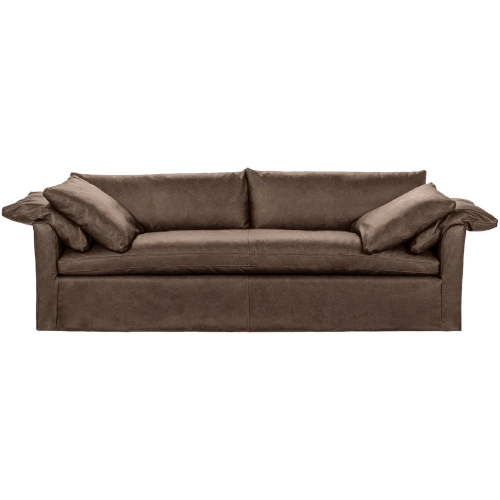 Cassiano Slip Cover Sofa in Country Life Brown Top Grain Leather
