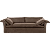 Cassiano Slip Cover Sofa in Country Life Brown Top Grain Leather