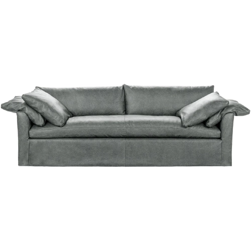 Cassiano Slip Cover Sofa in Frozen Valley Blue Gray Top Grain Leather