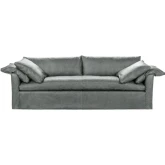 Cassiano Slip Cover Sofa in Frozen Valley Blue Gray Top Grain Leather