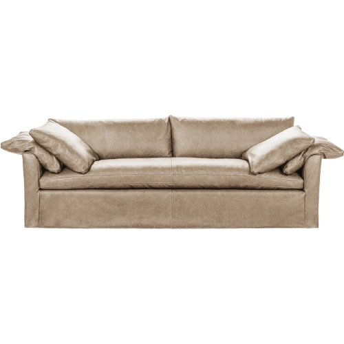 Cassiano Slip Cover Sofa in Sand Cloud Tan Neutral Top Grain Leather