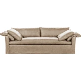 Cassiano Slip Cover Sofa in Sand Cloud Tan Neutral Top Grain Leather