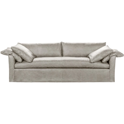 Cassiano Slip Cover Sofa in Silver Top Grain Leather