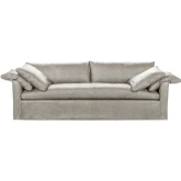 Cassiano Slip Cover Sofa in Silver Top Grain Leather