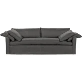 Cassiano Slip Cover Sofa in Lush Gray Top Grain Leather