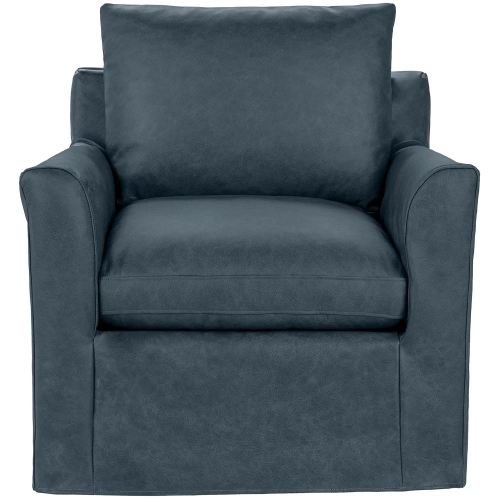 Cassiano Swivel Accent Chair in Lush Bayou Blue Top Grain Leather