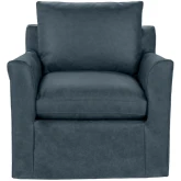 Cassiano Swivel Accent Chair in Lush Bayou Blue Top Grain Leather