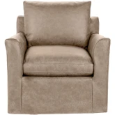 Cassiano Swivel Accent Chair in Lush Cashmere Tan Neutral Top Grain Leather