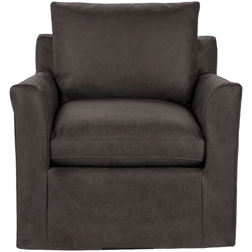 Cassiano Swivel Accent Chair in Lush Chocolate Brown Top Grain Leather