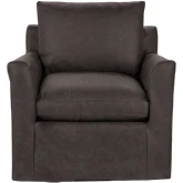Cassiano Swivel Accent Chair in Lush Chocolate Brown Top Grain Leather