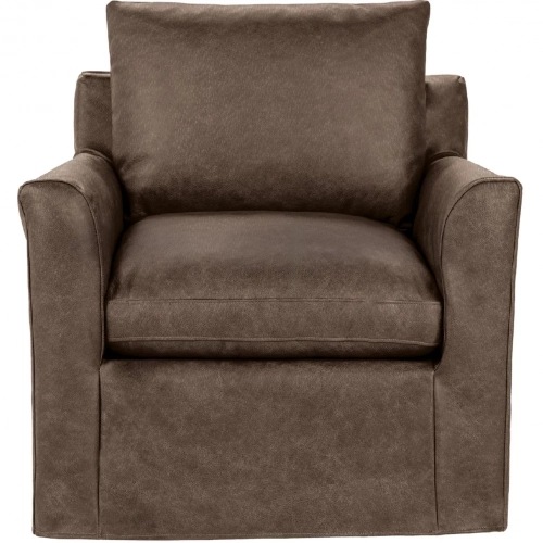 Cassiano Swivel Accent Chair in Country Life Brown Top Grain Leather