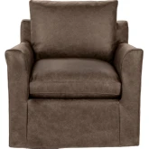 Cassiano Swivel Accent Chair in Country Life Brown Top Grain Leather