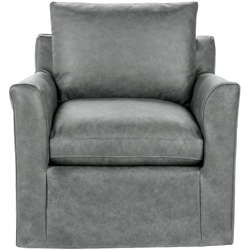 Cassiano Swivel Accent Chair in Frozen Valley Blue Gray Top Grain Leather