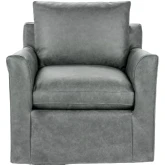 Cassiano Swivel Accent Chair in Frozen Valley Blue Gray Top Grain Leather