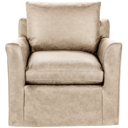 Cassiano Swivel Accent Chair in Sand Cloud Tan Neutral Top Grain Leather