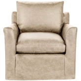 Cassiano Swivel Accent Chair in Sand Cloud Tan Neutral Top Grain Leather