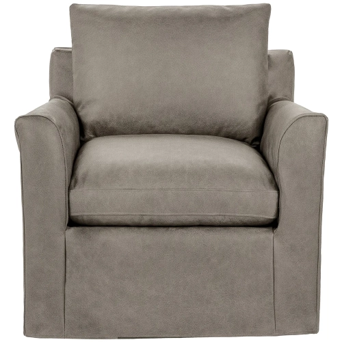 Cassiano Swivel Accent Chair in The Captain Gray Top Grain Leather