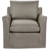 Cassiano Swivel Accent Chair in The Captain Gray Top Grain Leather