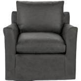 Cassiano Swivel Accent Chair in Lush Gray Top Grain Leather