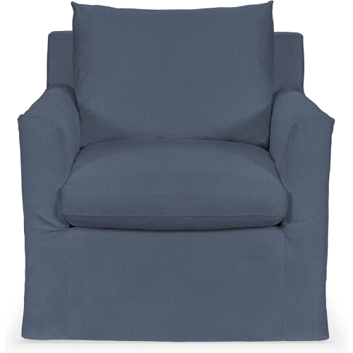 Cassiano Swivel Accent Chair in Rise Navy Blue Fabric