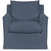 Cassiano Swivel Accent Chair in Rise Navy Blue Fabric