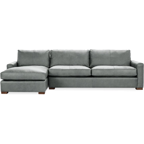 Coburn Sectional Sofa w/ Left Facing Chaise in Frozen Valley Blue Gray Top Grain Leather