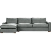 Coburn Sectional Sofa w/ Left Facing Chaise in Frozen Valley Blue Gray Top Grain Leather