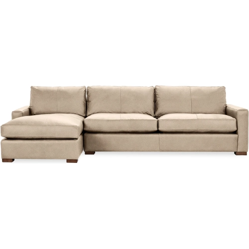 Coburn Sectional Sofa w/ Left Facing Chaise in Sand Cloud Tan Neutral Top Grain Leather