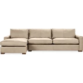 Coburn Sectional Sofa w/ Left Facing Chaise in Sand Cloud Tan Neutral Top Grain Leather