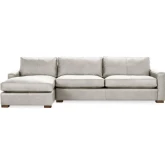 Coburn Sectional Sofa w/ Left Facing Chaise in Silver Top Grain Leather