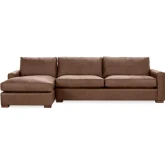 Coburn Sectional Sofa w/ Left Facing Chaise in Lush Saddle Brown Top Grain Leather