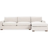 Coburn Sectional Sofa w/ Right Facing Chaise in Dawn Flax Neutral Fabric