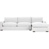 Coburn Sectional Sofa w/ Right Facing Chaise in Dawn Pearl Off White Fabric