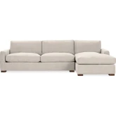 Coburn Sectional Sofa w/ Right Facing Chaise in Dawn Twine Neutral Fabric