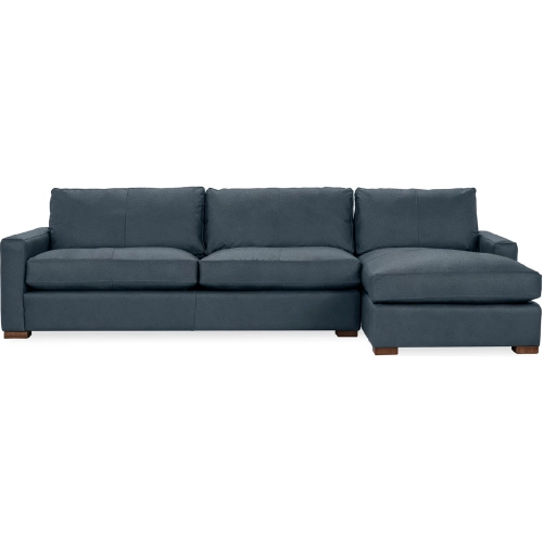 Coburn Sectional Sofa w/ Right Facing Chaise in El Paso Navy Blue Top Grain Leather