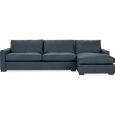 Coburn Sectional Sofa w/ Right Facing Chaise in El Paso Navy Blue Top Grain Leather