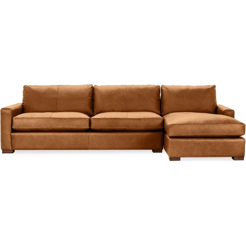 Coburn Sectional Sofa w/ Right Facing Chaise in El Paso Saddle Brown Top Grain Leather