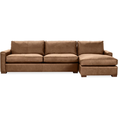 Coburn Sectional Sofa w/ Right Facing Chaise in El Paso Sand Brown Top Grain Leather